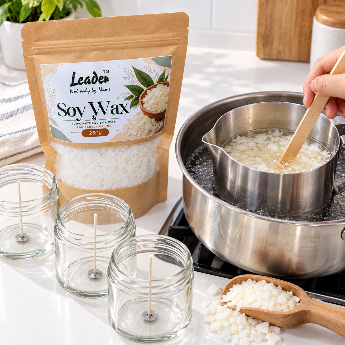 Soy Wax for Candle Making – 100% Natural Leader Soy Wax for Scented Candles, Jar Candles, Container Candles & Wax Melts – Candle Wax – 250g / 500g / 1kg