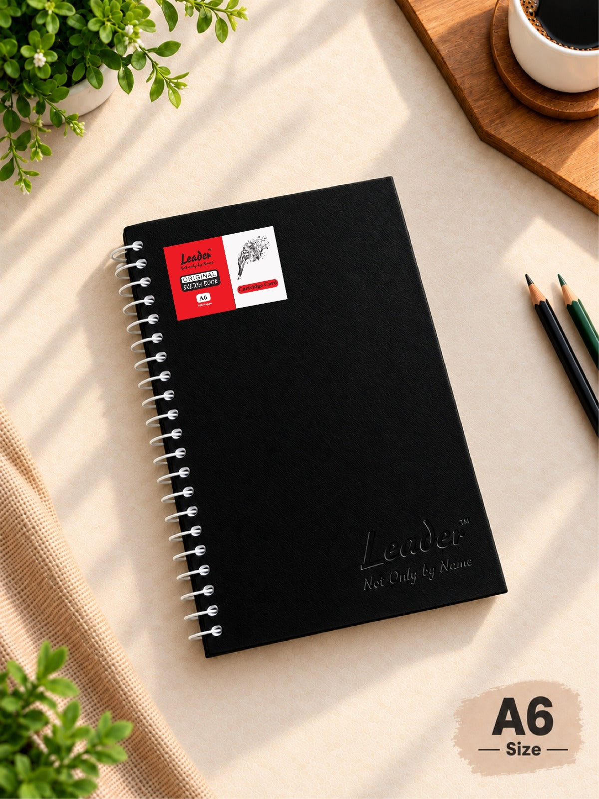 Sketchbook Spiral Hardbound | Leather Cover | Cartridge Card