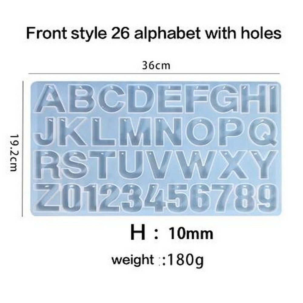 DIY Silicone Alphabet and Number Silicone Mold (Front Face) | Letters, Numbers | Making Pendant, Keychains, DIY Craft, Jewelry Making Mold | 3D Letter Mold A-Z | Keychain Mold (With / Without Hole) | 5x5 Inch and 9x8inch