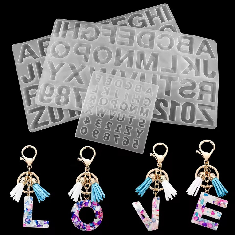 DIY Silicone Alphabet and Number Silicone Mold (Front Face) | Letters, Numbers | Making Pendant, Keychains, DIY Craft, Jewelry Making Mold | 3D Letter Mold A-Z | Keychain Mold (With / Without Hole) | 5x5 Inch and 9x8inch