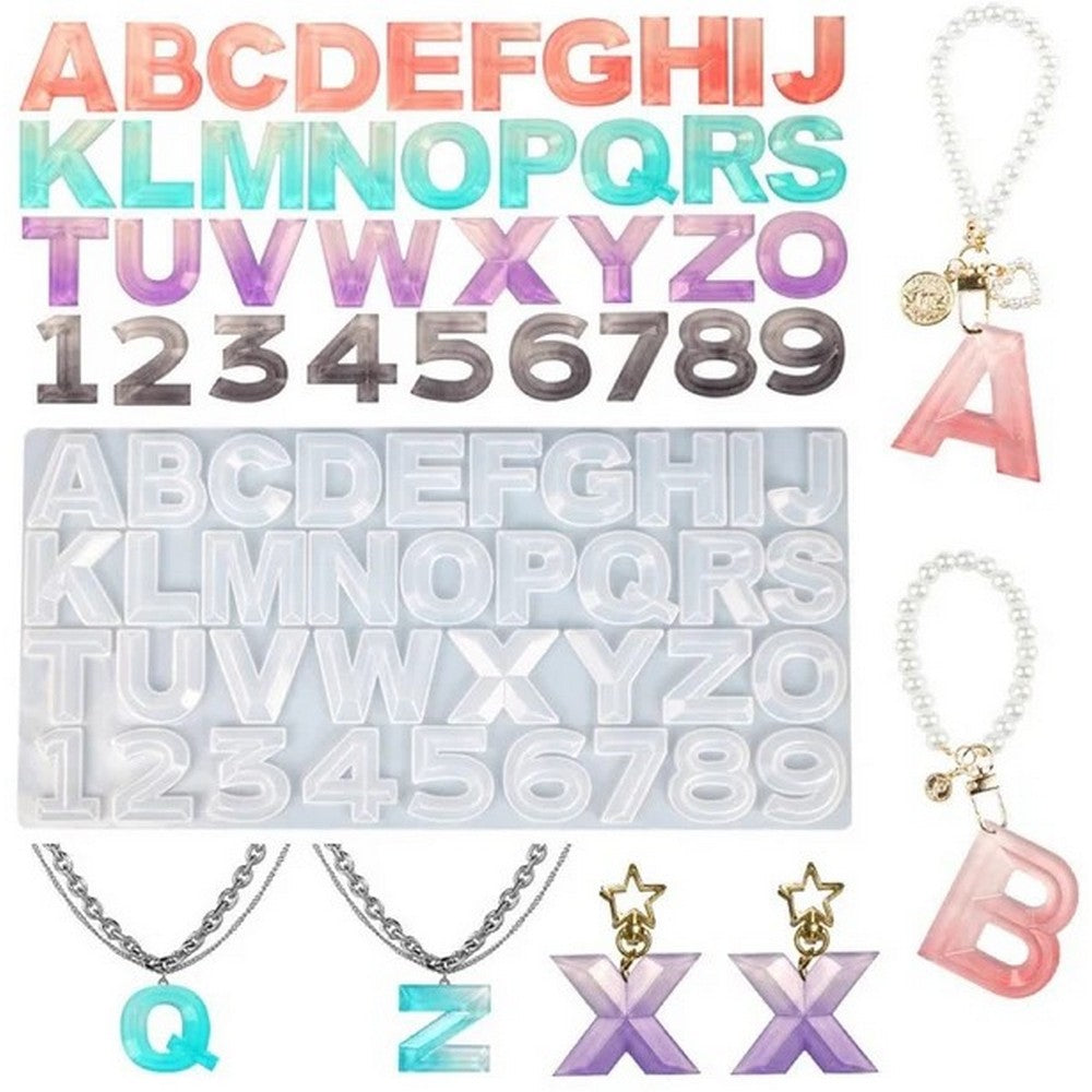 DIY Silicone Alphabet and Number Silicone Mold (Front Face) | Letters, Numbers | Making Pendant, Keychains, DIY Craft, Jewelry Making Mold | 3D Letter Mold A-Z | Keychain Mold (With / Without Hole) | 5x5 Inch and 9x8inch
