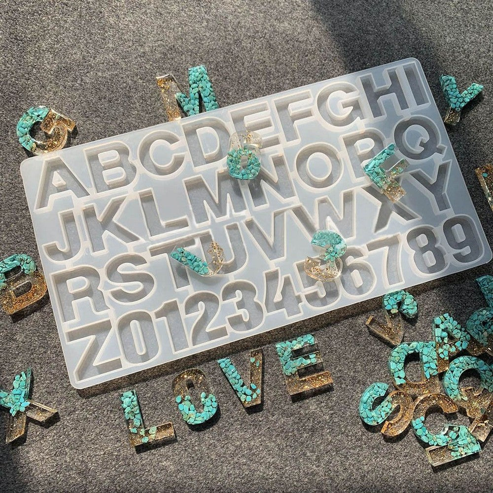 DIY Silicone Alphabet and Number Silicone Mold (Front Face) | Letters, Numbers | Making Pendant, Keychains, DIY Craft, Jewelry Making Mold | 3D Letter Mold A-Z | Keychain Mold (With / Without Hole) | 5x5 Inch and 9x8inch