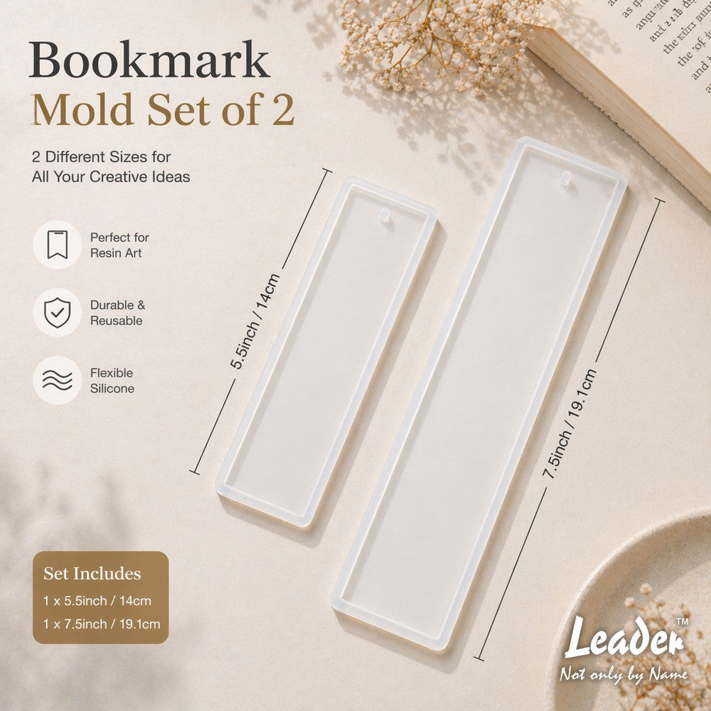 Resin Bookmark Silicone Mold Set of 2 (Large: 7.5inch, Small: 5.5inch) | Simple Rectangle Shape | Best Quality | Best for Bookmarks, Gifts, DIY