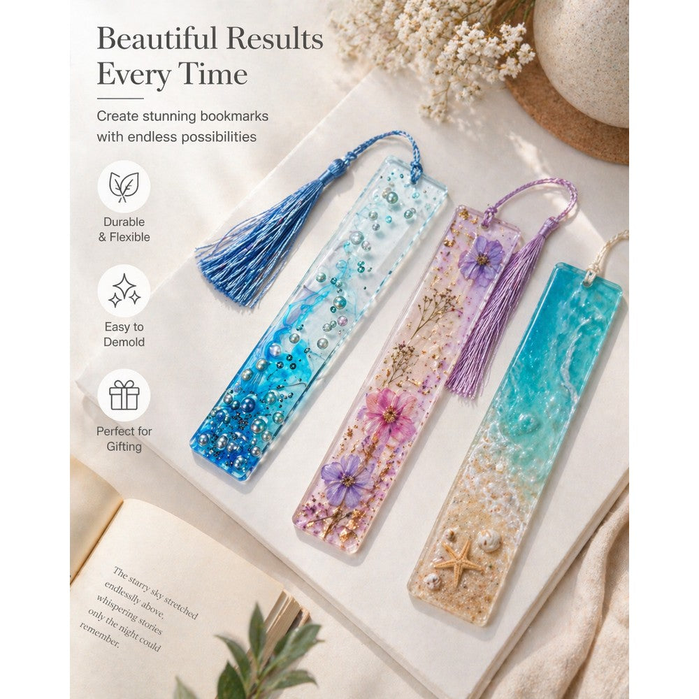 Resin Bookmark Silicone Mold Set of 2 (Large: 7.5inch, Small: 5.5inch) | Simple Rectangle Shape | Best Quality | Best for Bookmarks, Gifts, DIY