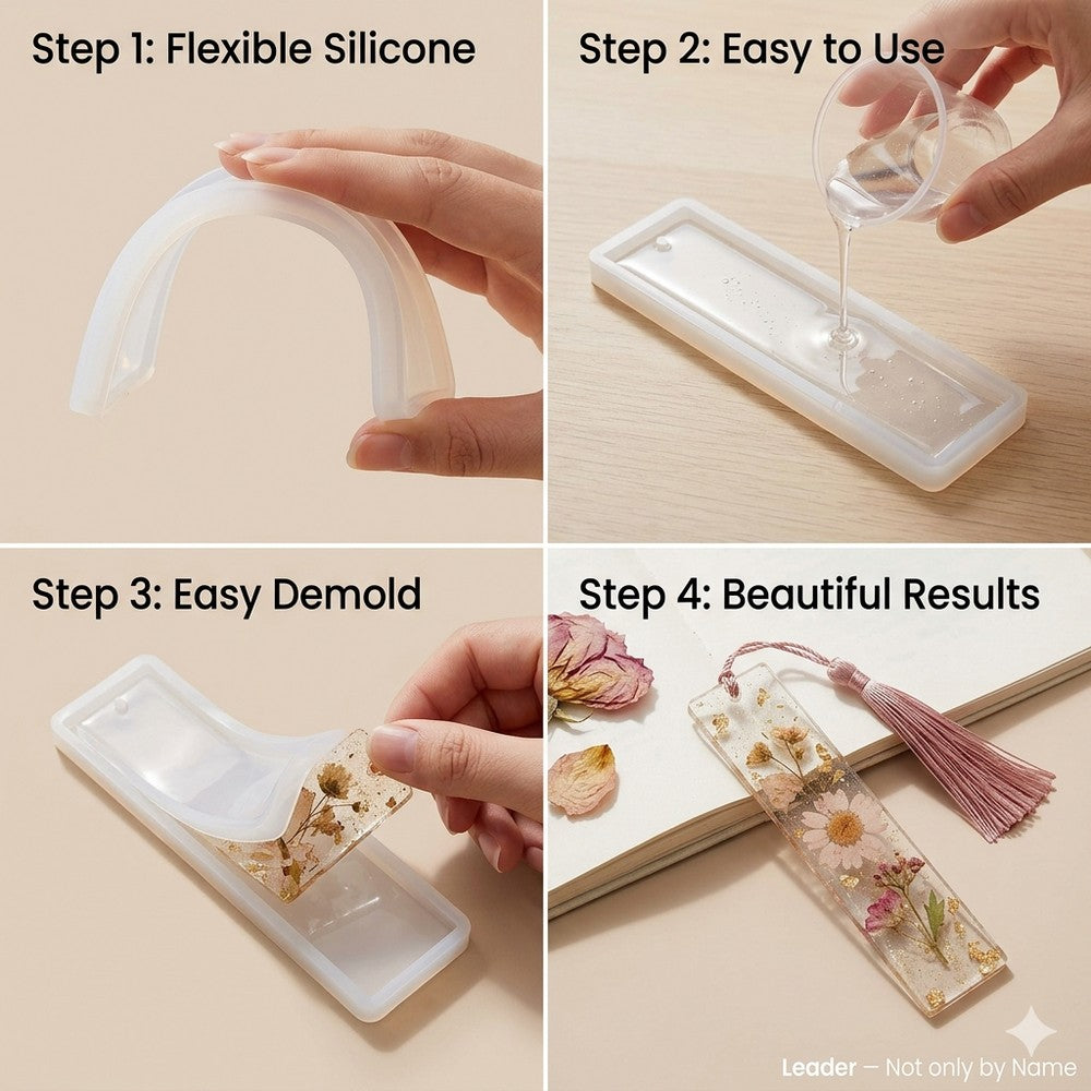 Resin Bookmark Silicone Mold Set of 2 (Large: 7.5inch, Small: 5.5inch) | Simple Rectangle Shape | Best Quality | Best for Bookmarks, Gifts, DIY