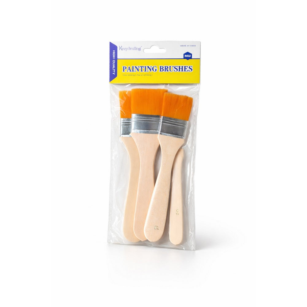Flat Painting Brushes Set of 4 - High-Quality Art Supplies