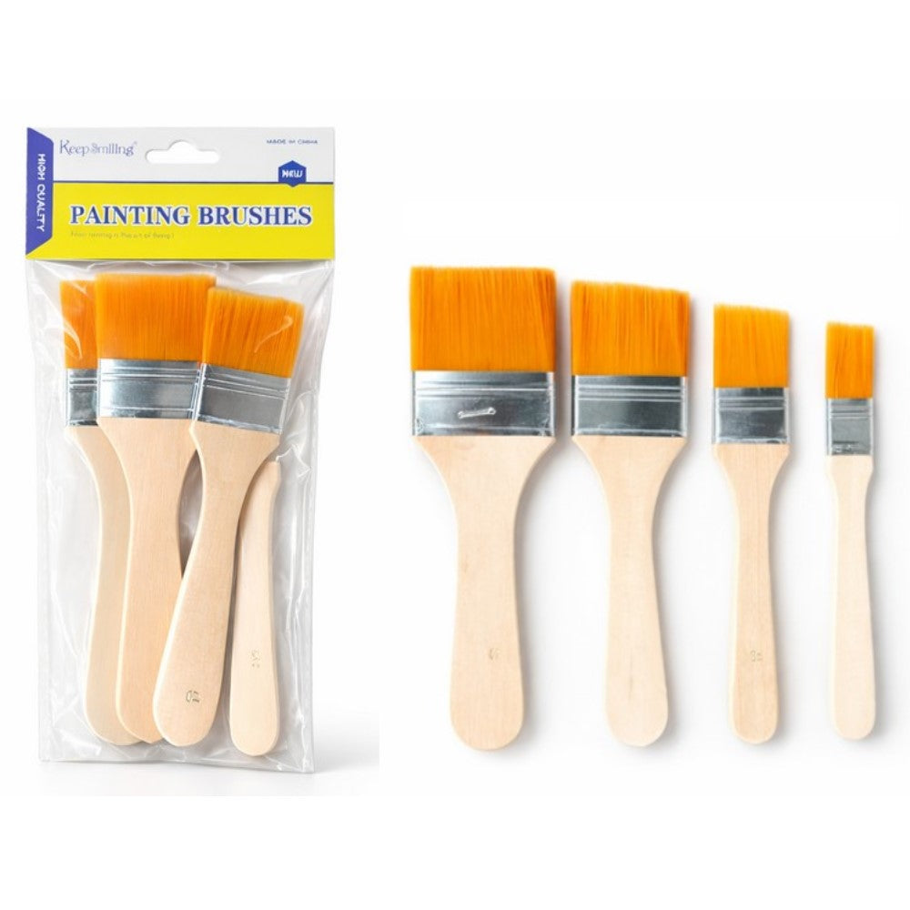 Flat Painting Brushes Set of 4 - High-Quality Art Supplies
