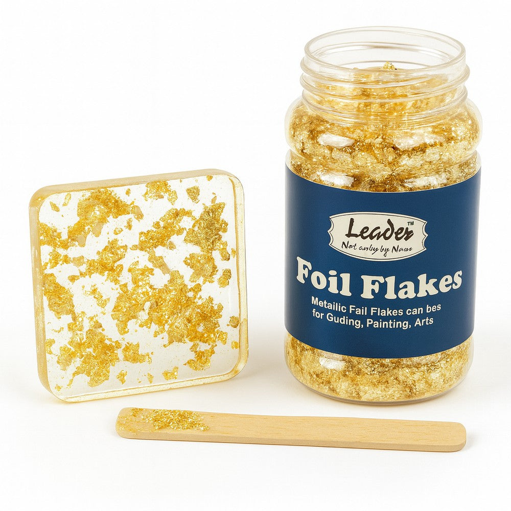 Panni Foil Flakes 5gm – Leader Metallic Foil Flakes for Gilding, Resin Art, Calligraphy and Crafts | Available in Gold and Silver