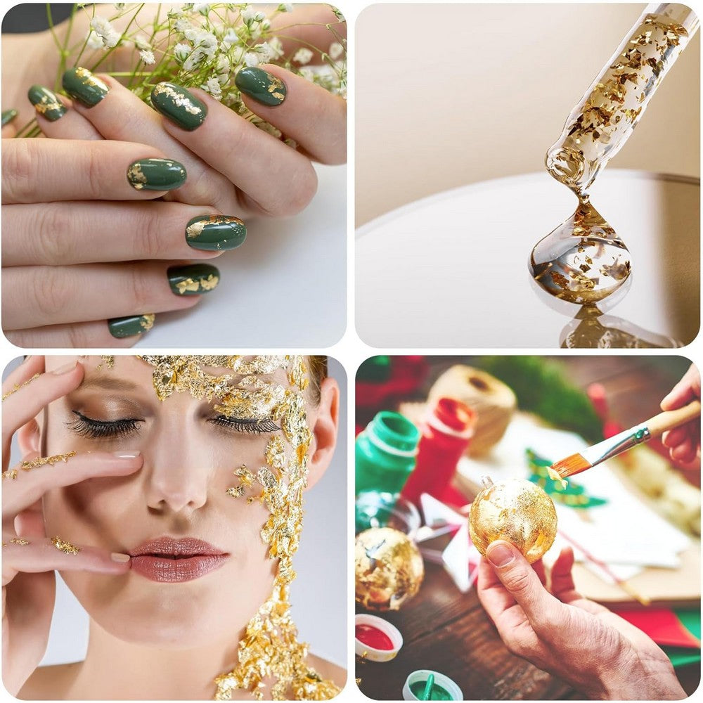 Panni Foil Flakes 5gm – Leader Metallic Foil Flakes for Gilding, Resin Art, Calligraphy and Crafts | Available in Gold and Silver