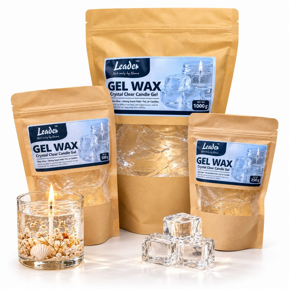 Gel Wax for Candle Making – Transparent Jelly Wax – Crystal Clear DIY Gel Candle Wax for Scented & Decorative Candles – 250g / 500g / 1kg – Leader