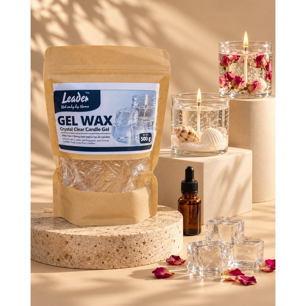 Gel Wax for Candle Making – Transparent Jelly Wax – Crystal Clear DIY Gel Candle Wax for Scented & Decorative Candles – 250g / 500g / 1kg – Leader