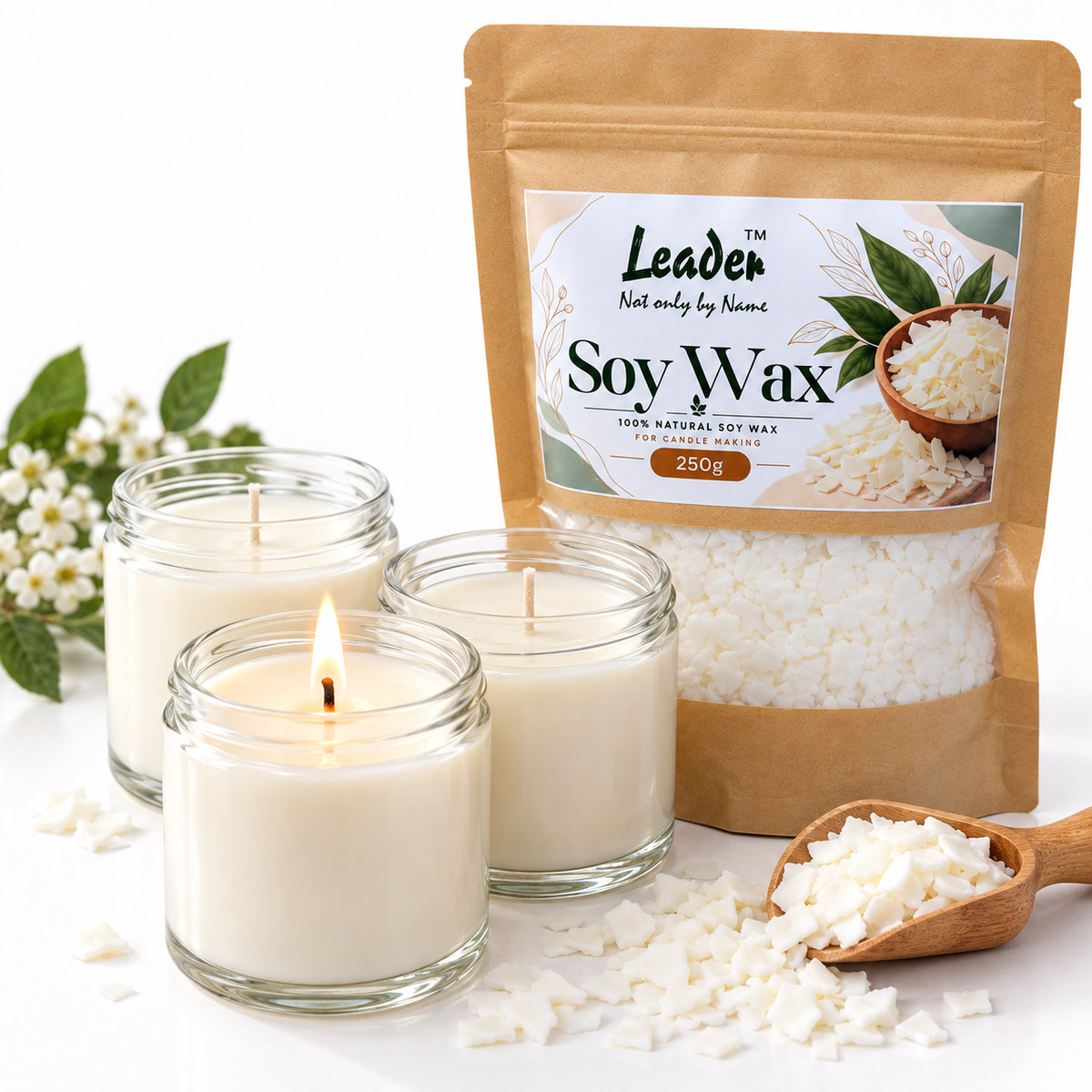 Soy Wax for Candle Making – 100% Natural Leader Soy Wax for Scented Candles, Jar Candles, Container Candles & Wax Melts – Candle Wax – 250g / 500g / 1kg