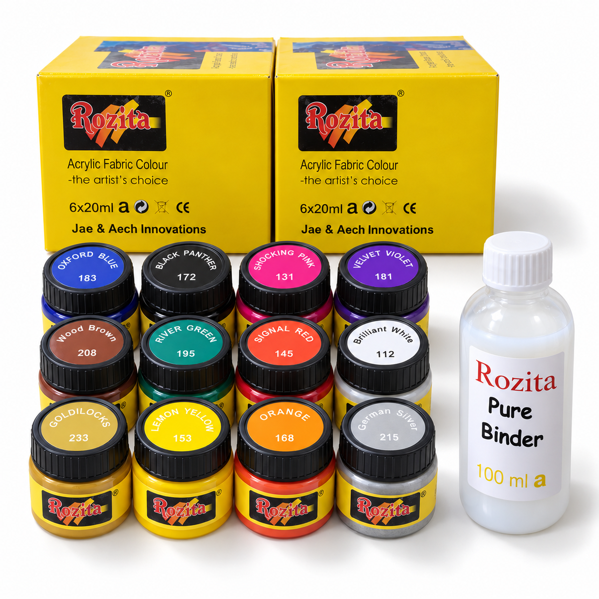 Fabric Paint Set with Binder – 12 Colors 20ml Fabric Colors for Clothes, T-Shirts, Dupatta, Kurta, Denim & Canvas Shoes – Non-Toxic Water-Based Iron Fix Washable Cloth Paint