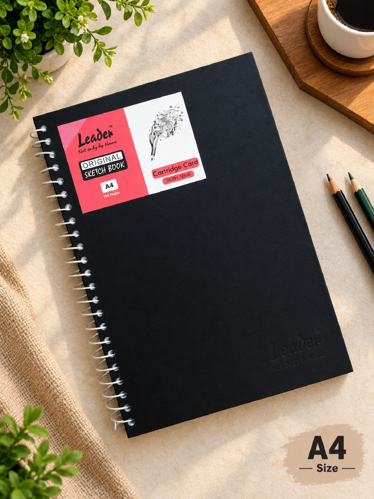 Sketchbook Spiral Hardbound | Leather Cover | Cartridge Card